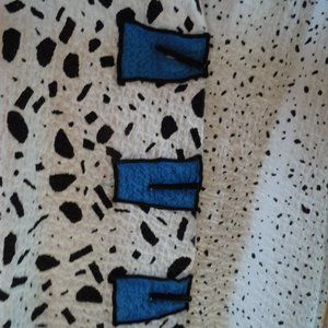 Ali Miles 1X BOHO ABSTRACT ARTSY Cruella Tunic Black White Blue Crinkle